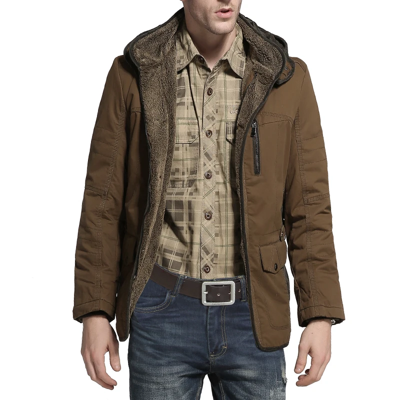 Parka cálida con capucha para hombre, abrigo grueso acolchado de algodón, ajustado, informal, lana de cordero clásica, Invierno