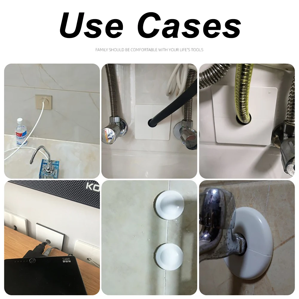 

Useful ABS Shower Faucet Cover Round White Faucet Decorative Cover Black Faucet Decor Shower