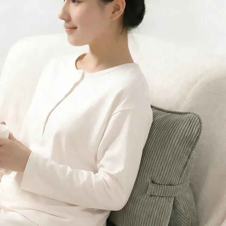 Large Ergonomic Lumbar Backrest Cushion with Corduroy Cover and PP Cotton Filling, Detachable Washable Waist Pillow for Sofa