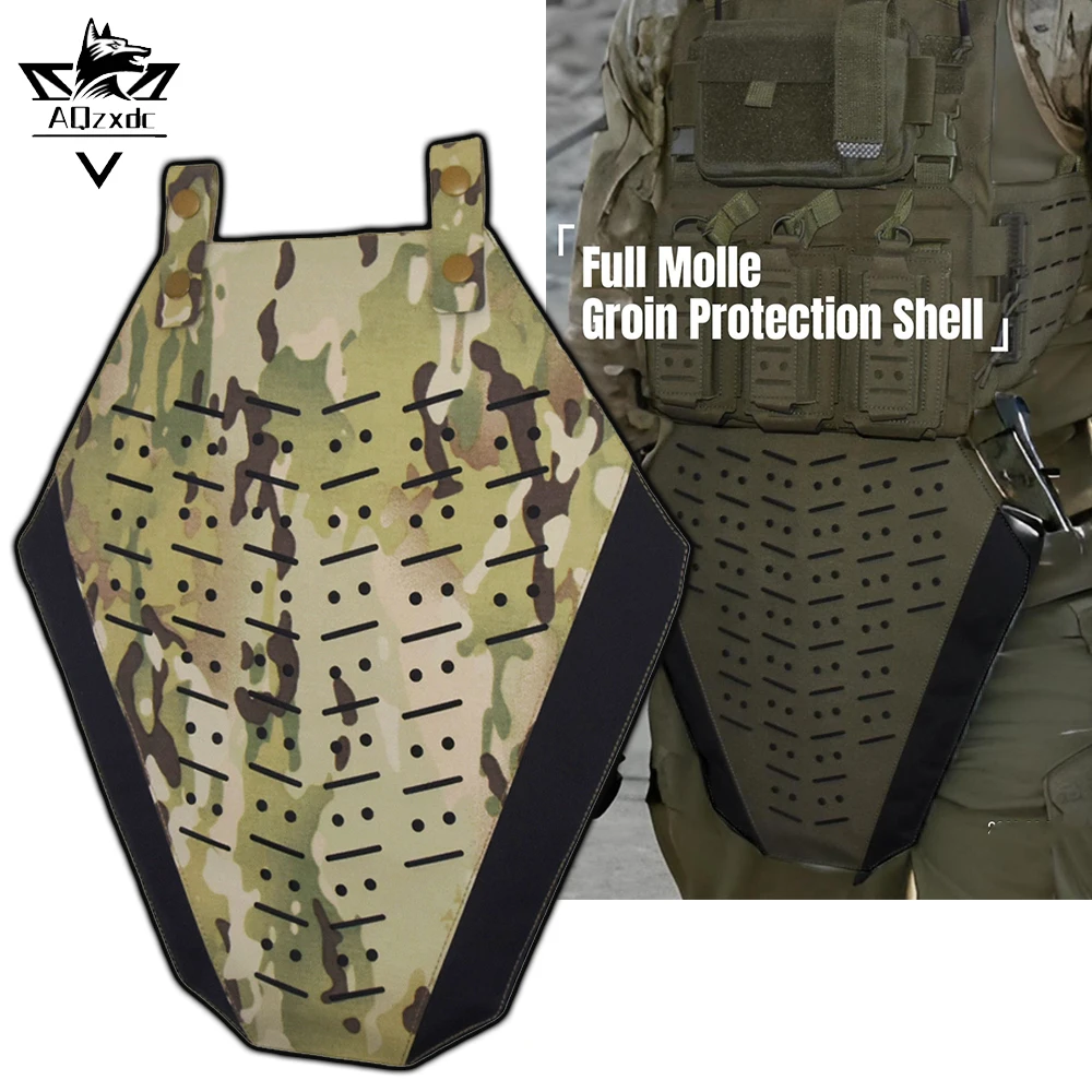 

Tactical Crotch Protector Molle Vest Laser-Cut Inserts Portable Hunting Vest Expansion Panel for CS Airsoft Shooting Cosplay