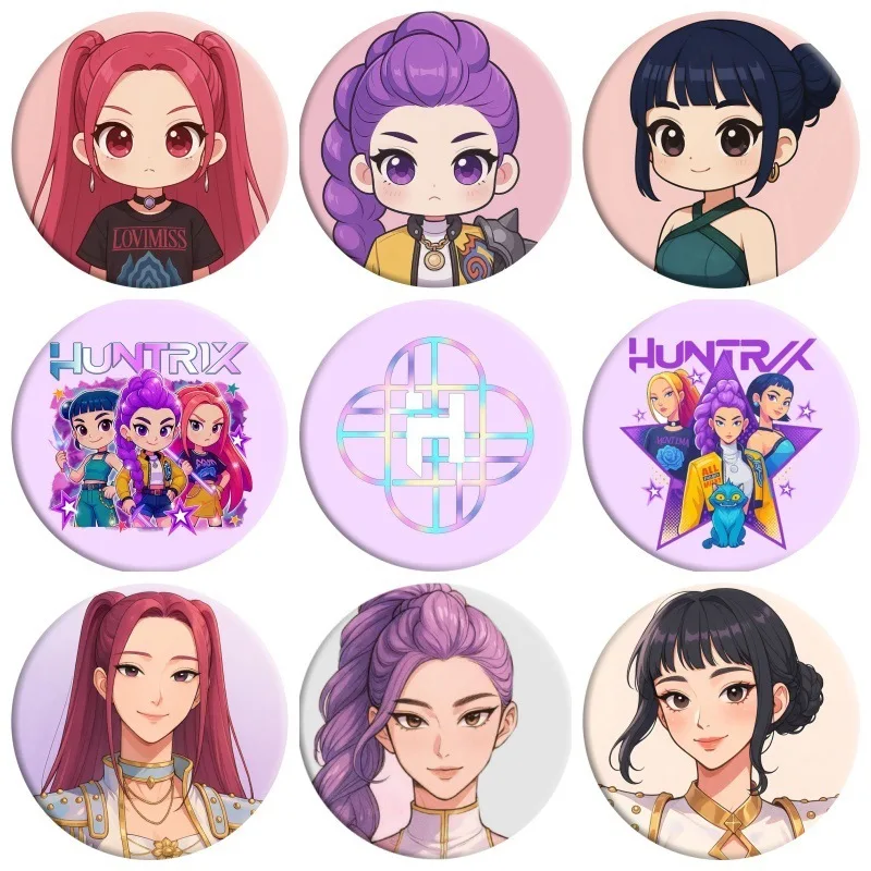 Huntrix-Llavero con insignia de hierro de dibujos animados, colgante de espejo, accesorio de Cosplay de Anime, juguete coleccionable, herramienta de barbacoa artesanal hecha a mano