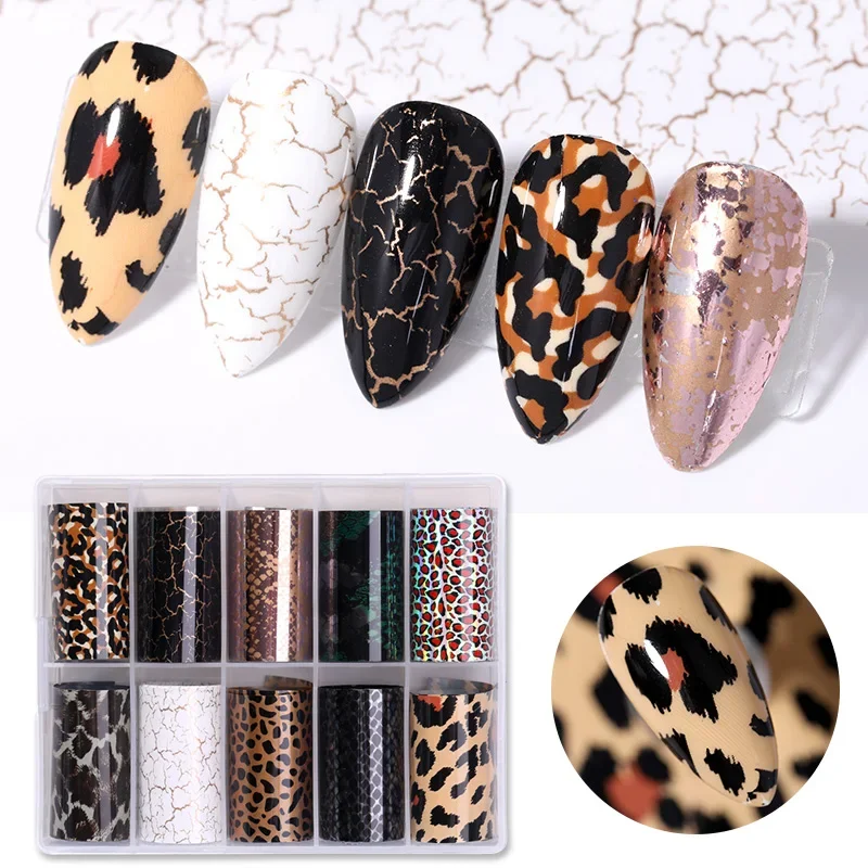 Snake Leopard Nail Foils Marble Nail Art Transfer Sticker Slider Nail Art Decal Manicuring Design Tip Decoration Roll