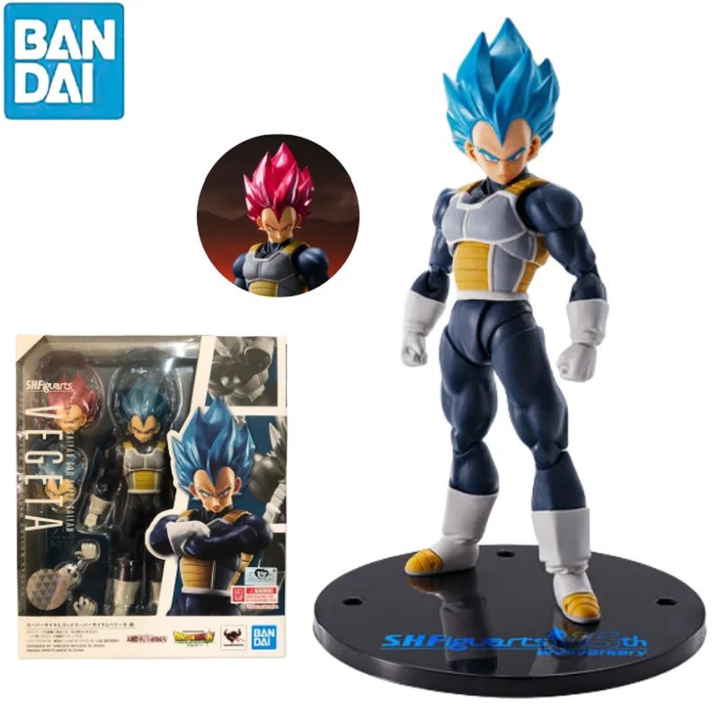 

Оригинальная Коллекционная Фигурка Bandai S.H. Фигуртс 15th Super Saiyan God Vegeta Blue Red Hair Dragon Ball Z