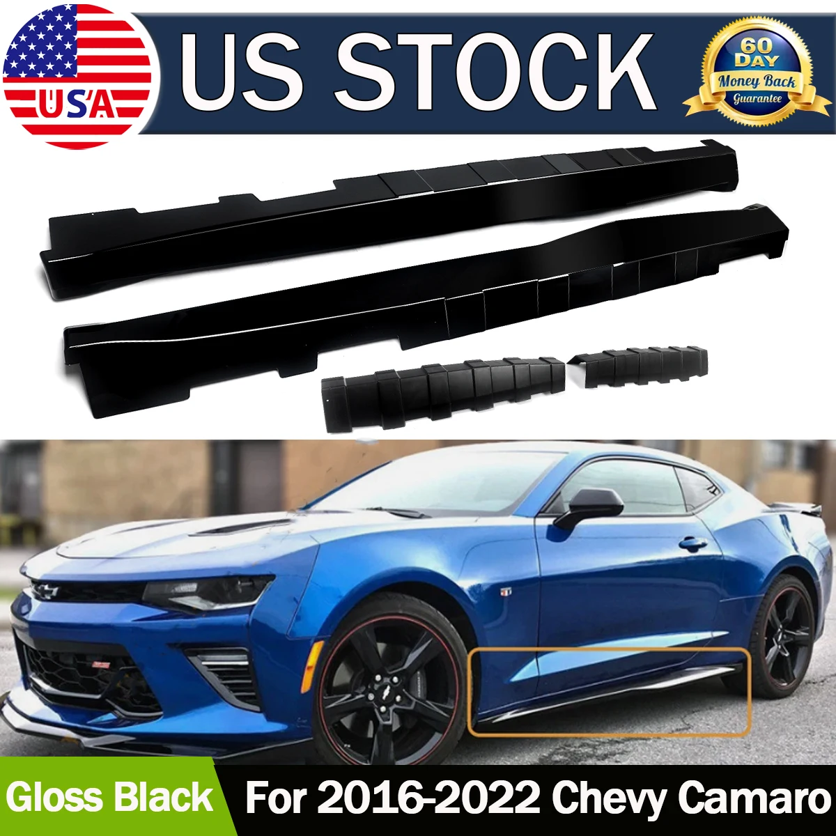 Car Side Skirt For Chevrolet Chevy Camaro RS & SS 2016-2020 ZL1 Style Skirts Panel Extension Gloss Black or Matte Black Magickit