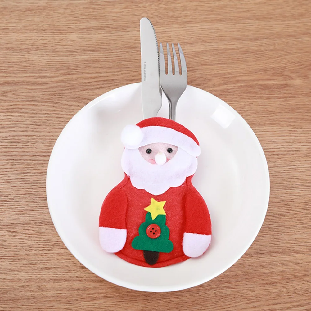 

4Pcs Christmas Snowman Cutlery Holders Cloth Tableware Bags Party Decoration Xmas Silverware Storage Pouches Festive Tableware