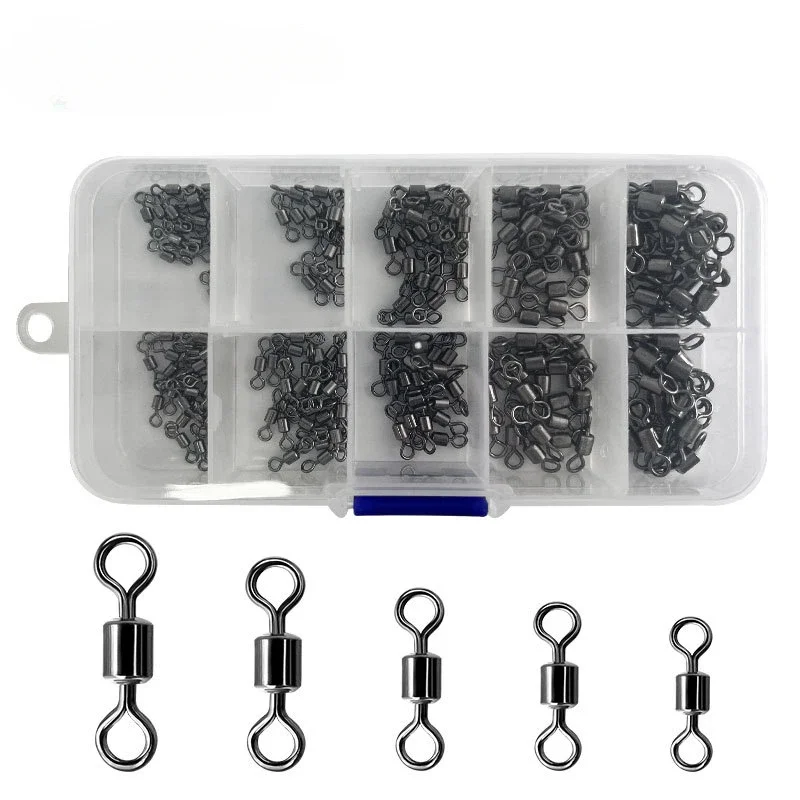 210 Pcs Boxed High-speed American Swivel Ring 8-ring Connector Set Swivel Ring Pesca Connector Fishing tools Snap Lure Tackles