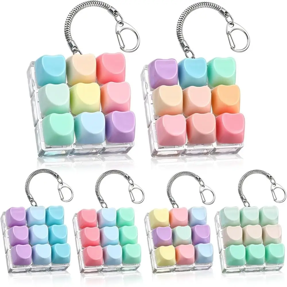 New DIY Keyboard Fidget Keychain Keycap Keys Button Clicker 9Keys Heart Shape Pinch Relief Stress