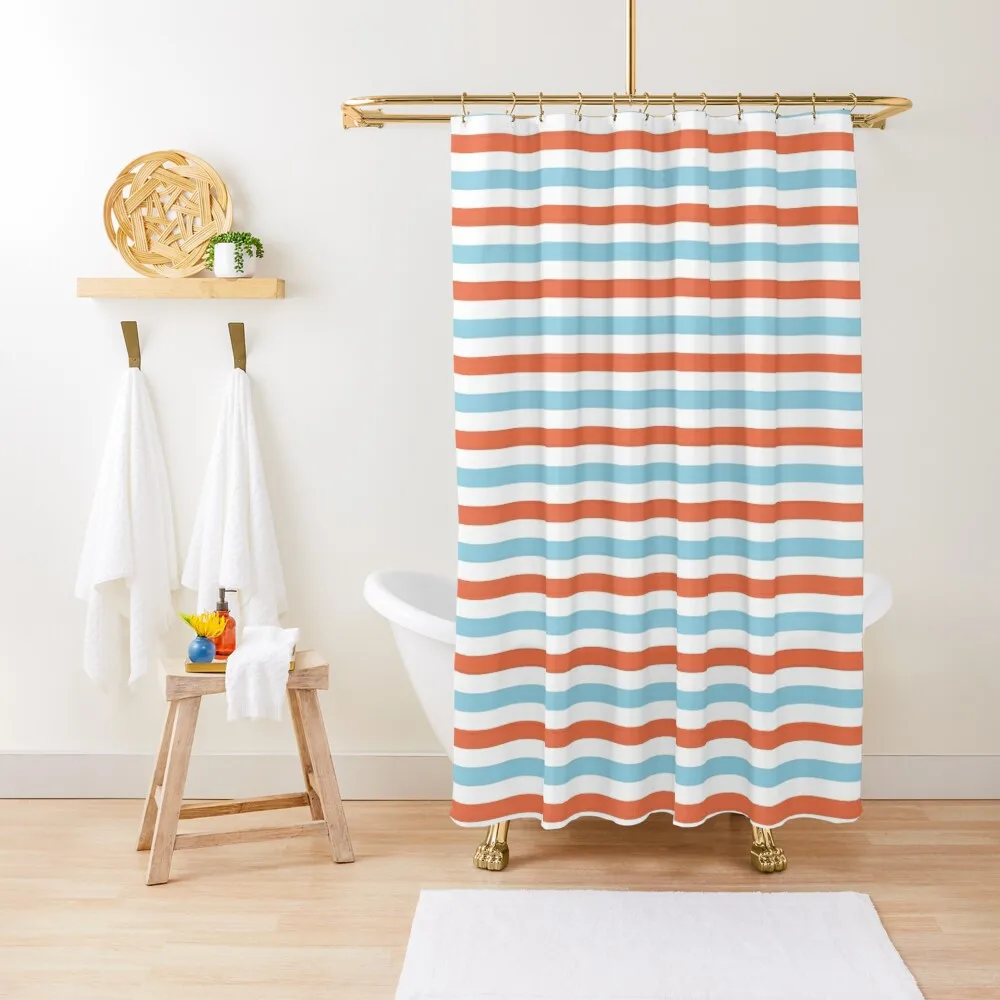 

Blue & Orange Stripe 1 Shower Curtain Anime Shower Elegant Bathroom For Bathroom Shower Set For Bathroom Curtain