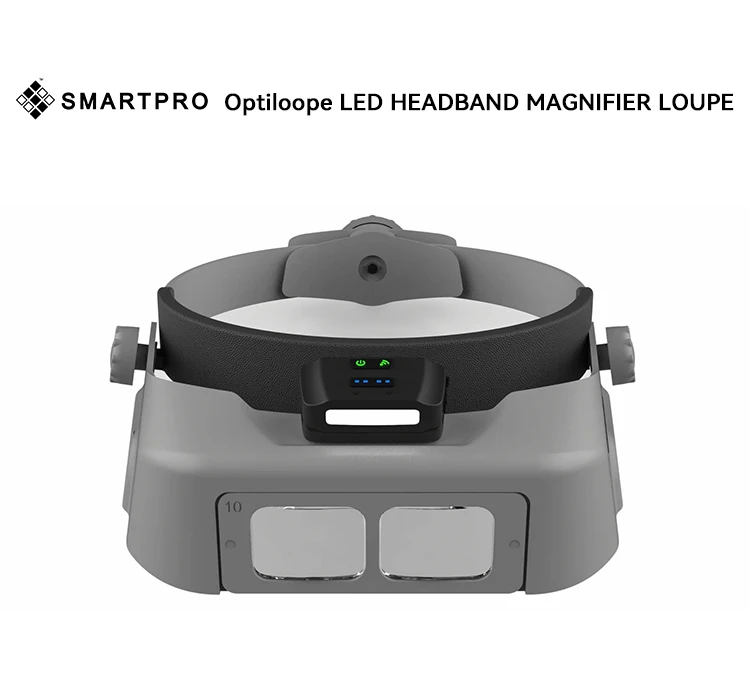 SmartPro Optiloope LED-Stirnbandlupe, USB wiederaufladbar, 1,75 x 3,5 x optische Glaslinsen, Freisprechvergrößerung, Headset-Lupe – Detail 1