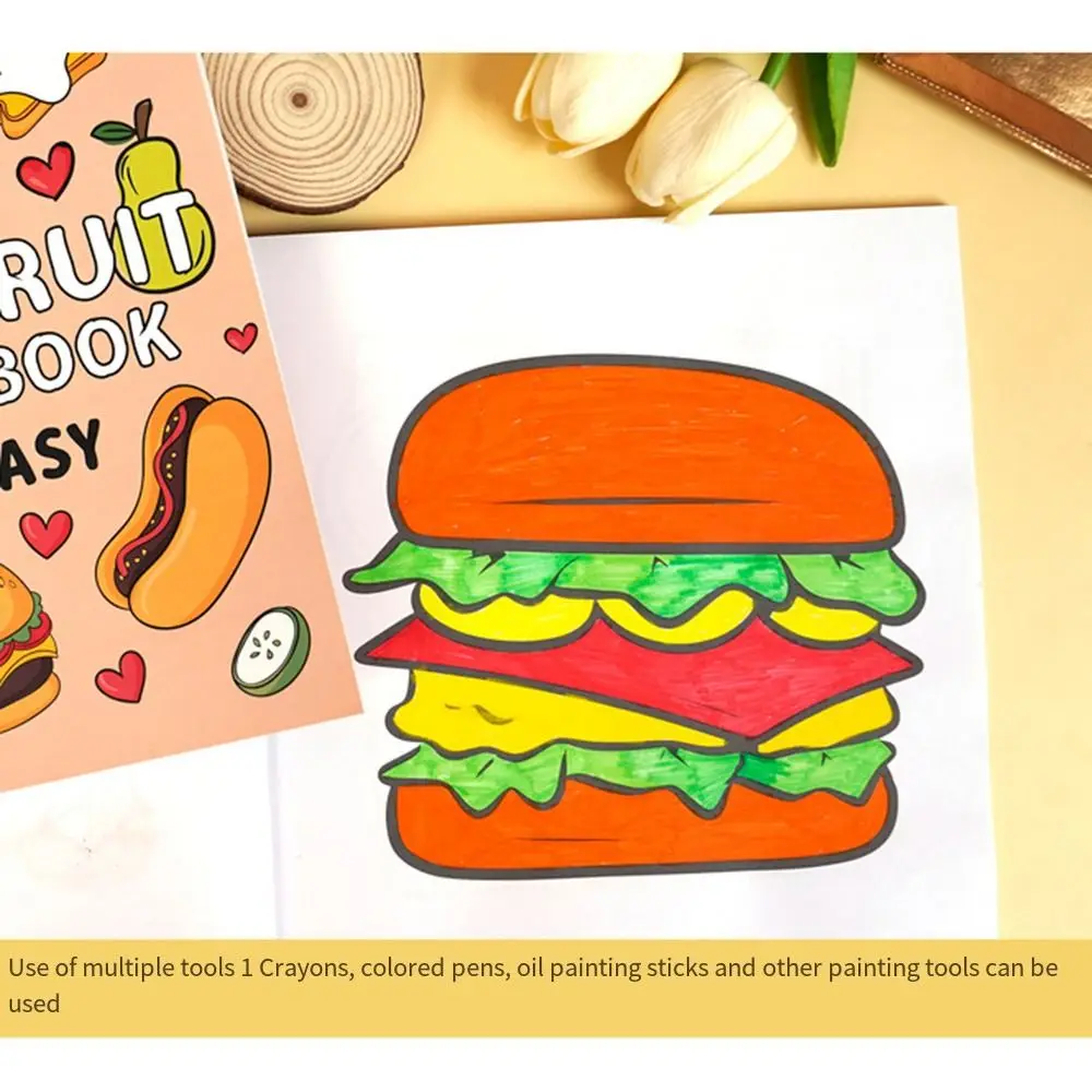 كتاب تلوين فواكه صغير للطعام لعبة مونتيسوري كتاب رسم بالألوان المائية الإبداعية كتاب ألوان تعبئة تعليمي مثير للاهتمام #4