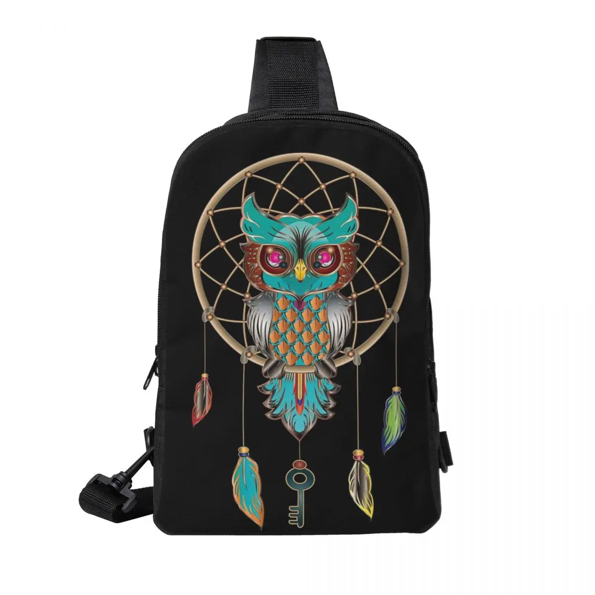 

Native Mandala Owl American Chest Bag Men Sling Crossbody Backpack Chest Bag Travel Hiking Daypack Shoulder Bag