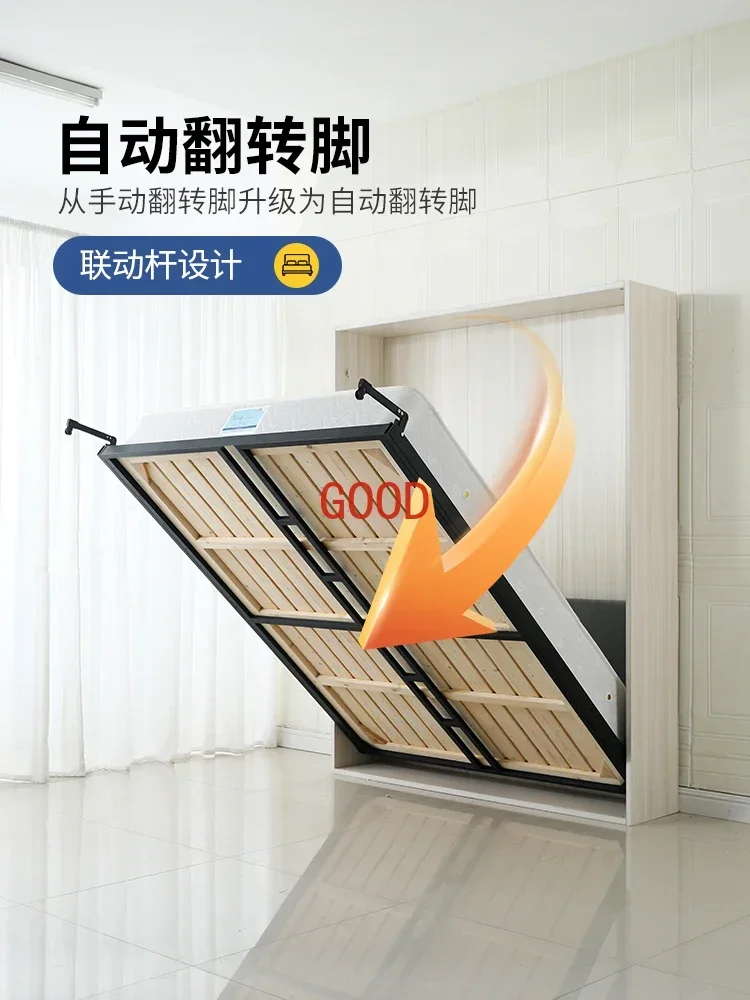 Niewidoczne łóżko Wzmocnione lite drewno Akcesoria sprzętowe Podwijana i opuszczana kryta do nauki