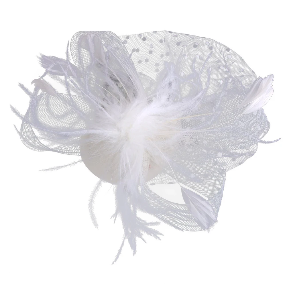 

Elegant Vintage Fascinator Hat Flowers Beads Dot Mesh Face Veil Hair Clip Lightweight Party Wedding Easter Christmas