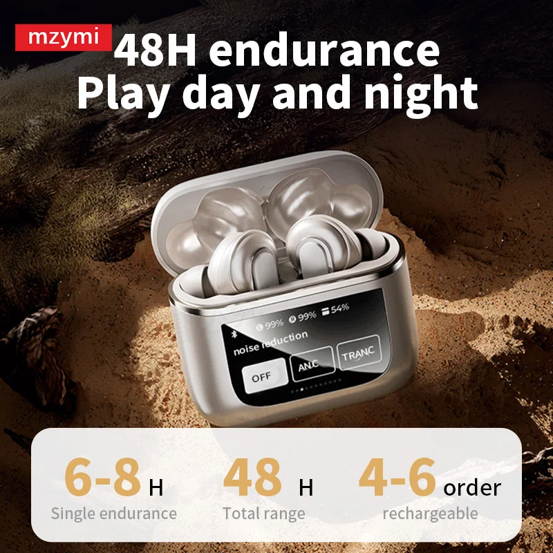 Mzymi V8 Pro Wireless Headset Bluetooth5.3 In Ear Earbuds LED Touch Screen Headphone Waterproof Gaming Earphone For Android IOS