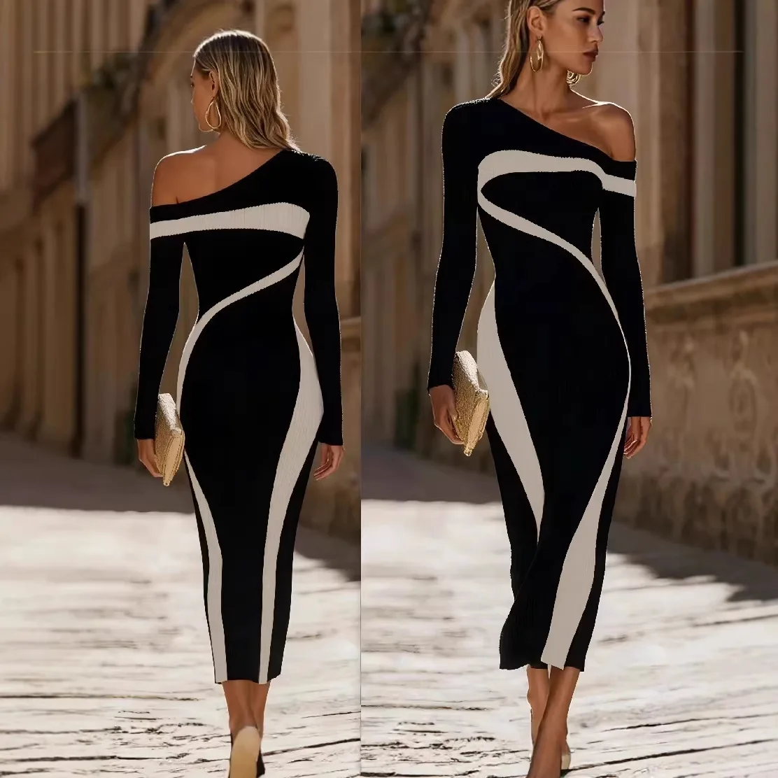 

SKMY New Fashionable And Sexy V-Neck Sequined Dress Women Clothing Button V-Neck Party Clubwear Bodycon Dress Sleeveless