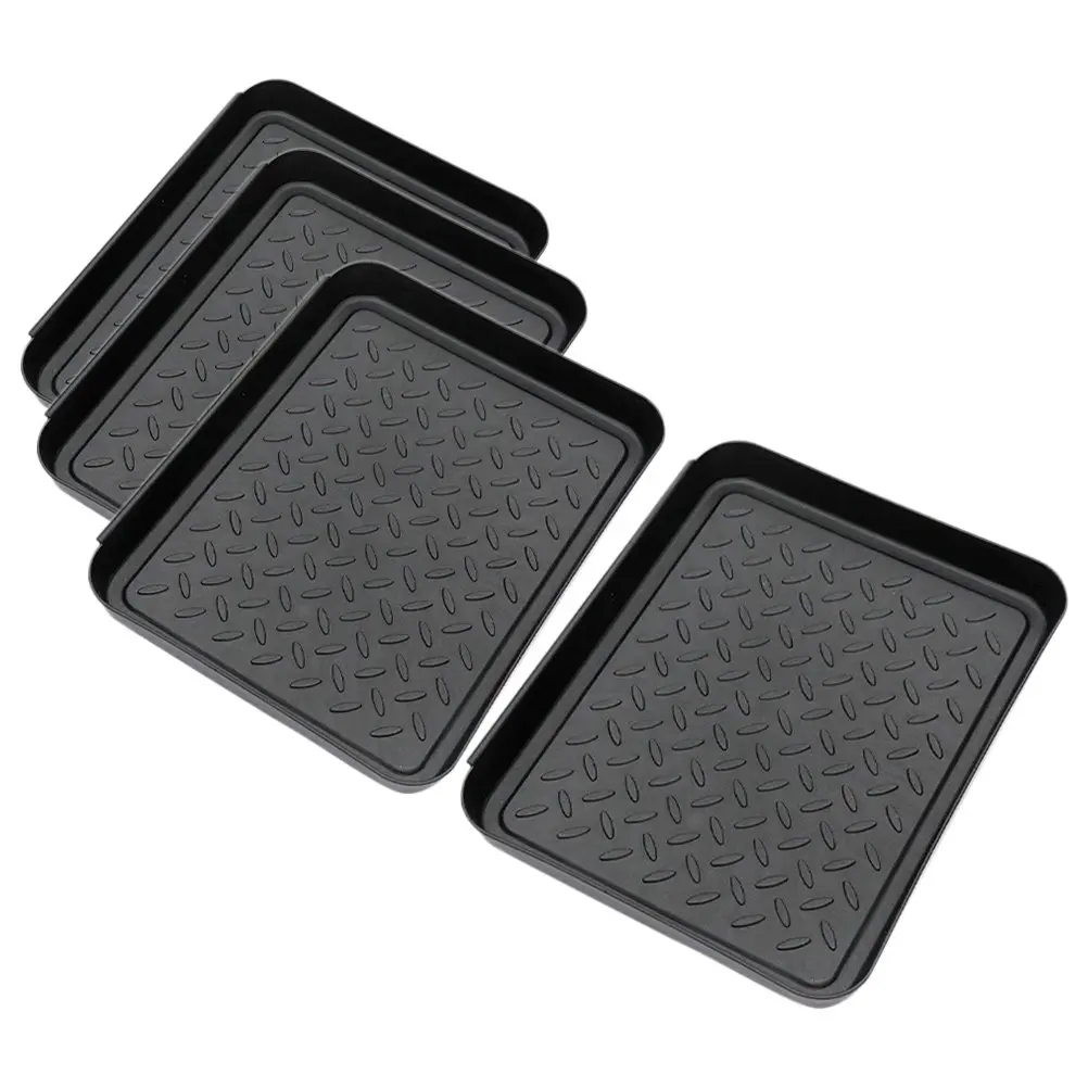 4Pcs Shoe Tray Plastic Boot Tray Decorative for Entryway Indoor Outdoor Home Use Mat for Boots Plants Pet Bowls Silver
