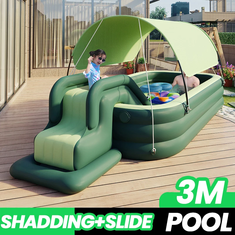 Piscina inflable de verano de 3 M para la familia, juguetes inflables con tobogán, juego de agua, juegos al aire libre, piscina para bebés