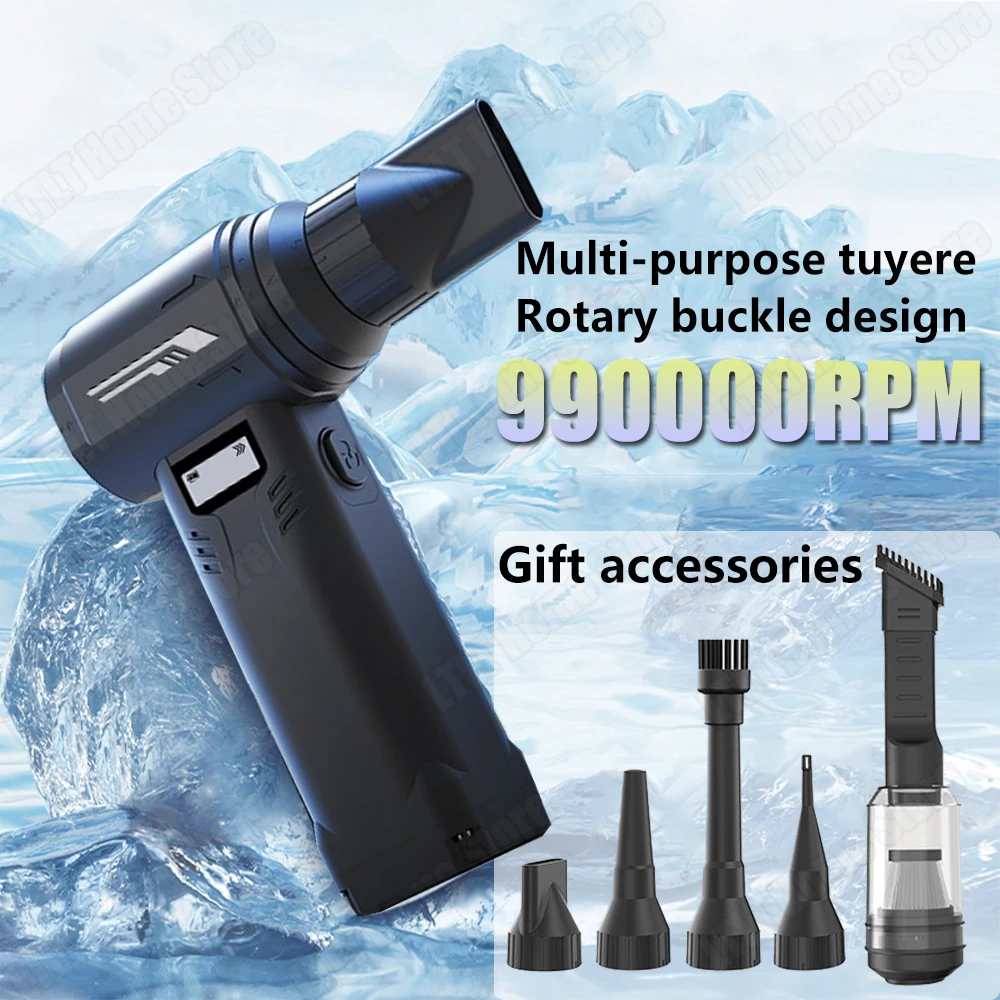 

60m/s Mini Powerful Air Blower 990000RPM Air Blower with LED Light 10000mAh Electric Air Duster Brushless Motor Handheld Fan