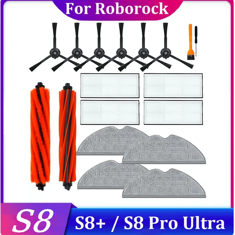 

Лидер продаж, комплект аксессуаров из 18 шт. для Roborock S8/S8+/ S8 Plus/ S8 Pro Ultra, робот-пылесос, двойная основная щетка, боковая щетка, фильтр, швабра