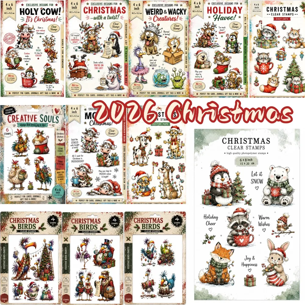 2026 animal Christmas Metal Cutting Dies and Clear Stamps Cut Die Mold Blade Knife Punch Scrapbook Paper Craft Stencils Dies