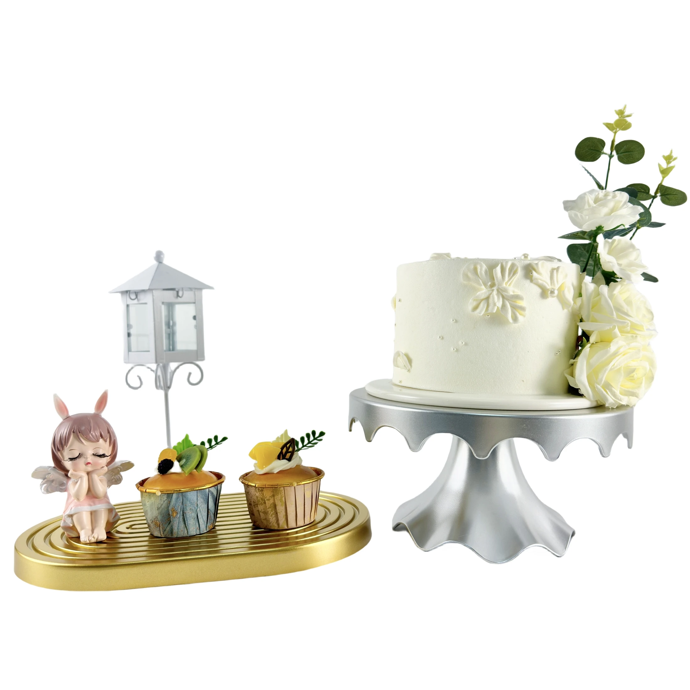 one piece Cake Stand and Cupcake Stands Holder Fruits Dessert Display Plate for Baby Shower Wedding Birthday Party Celebration