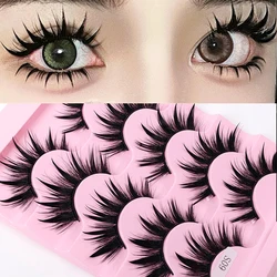 REDSIREN Manga Lashes Korean Eyelashes 5 Pairs New Wet Lashes With Spikes Wispy Long Fake Eyelashes