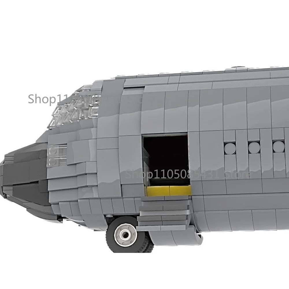 5485pcs Lockheed C-130 Heavy Transport Aircraft MOC Building Blocks, Military Propeller Plane Model With Detailed Structure