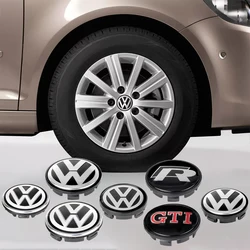 자동차 오리지널 휠 센터 커버 허브캡, 폭스바겐 VW R GTI 골프 샤란 폴로 비틀 CC 파사트 티구안 시로코용, 56mm, 65mm, 66mm