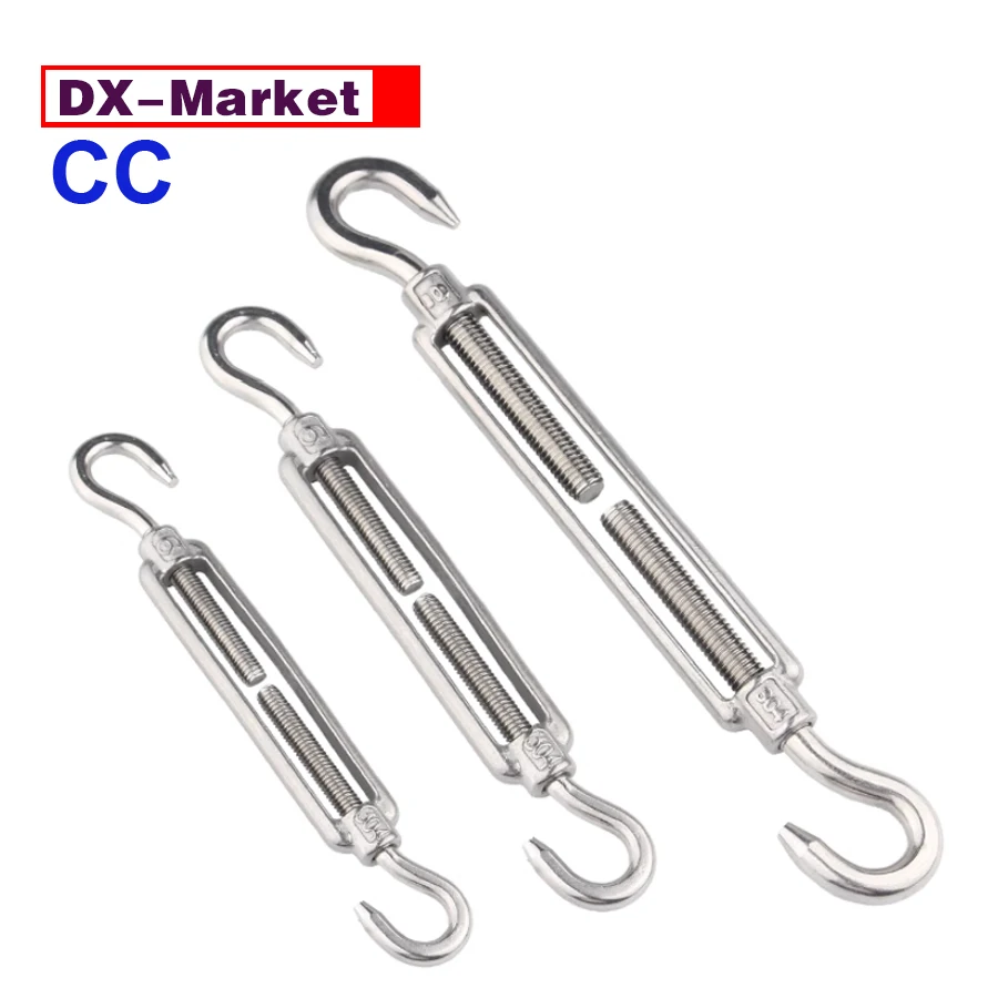 M30 Turnbuckle, Klem Kait Tahan Korosi Baja Tahan Karat 304 Dapat Disesuaikan untuk Tali-temali, J012