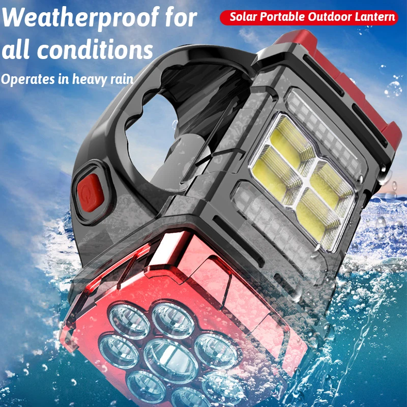 Doble Color + fuente de luz Dual Solar recargable 16 luz LED función de banco de energía USB multiinterruptores iluminación exterior portátil