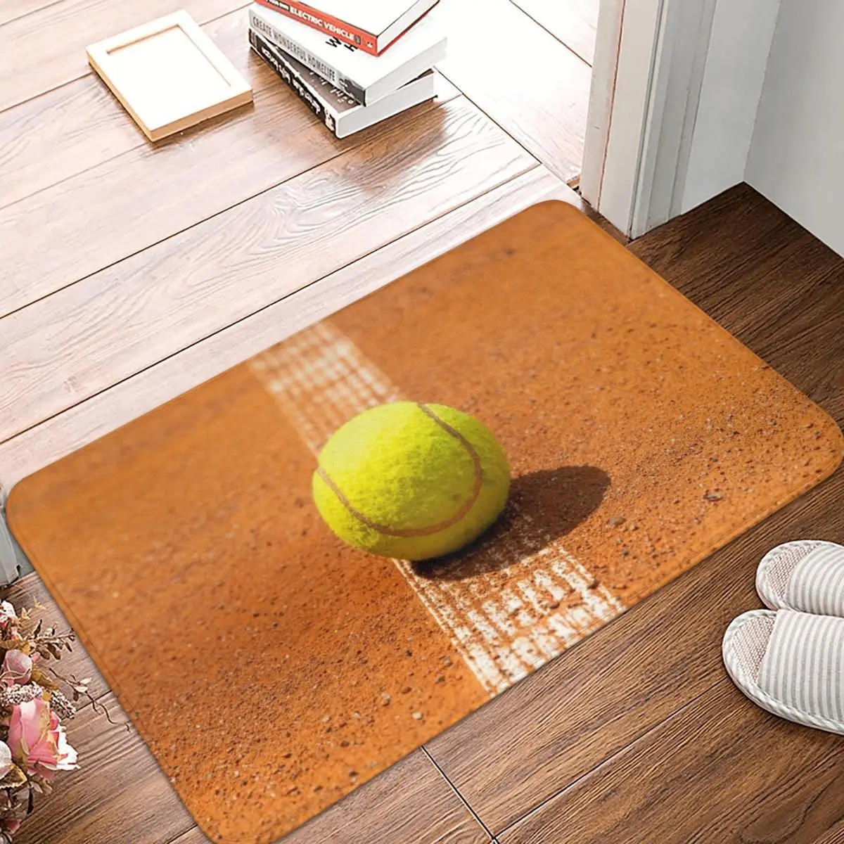 Tennis Clay Court With Ball Anti-slip Doormat Floor Mat Carpet Rug for Kitchen Entrance Home Bathroom Living room Footpad Mats