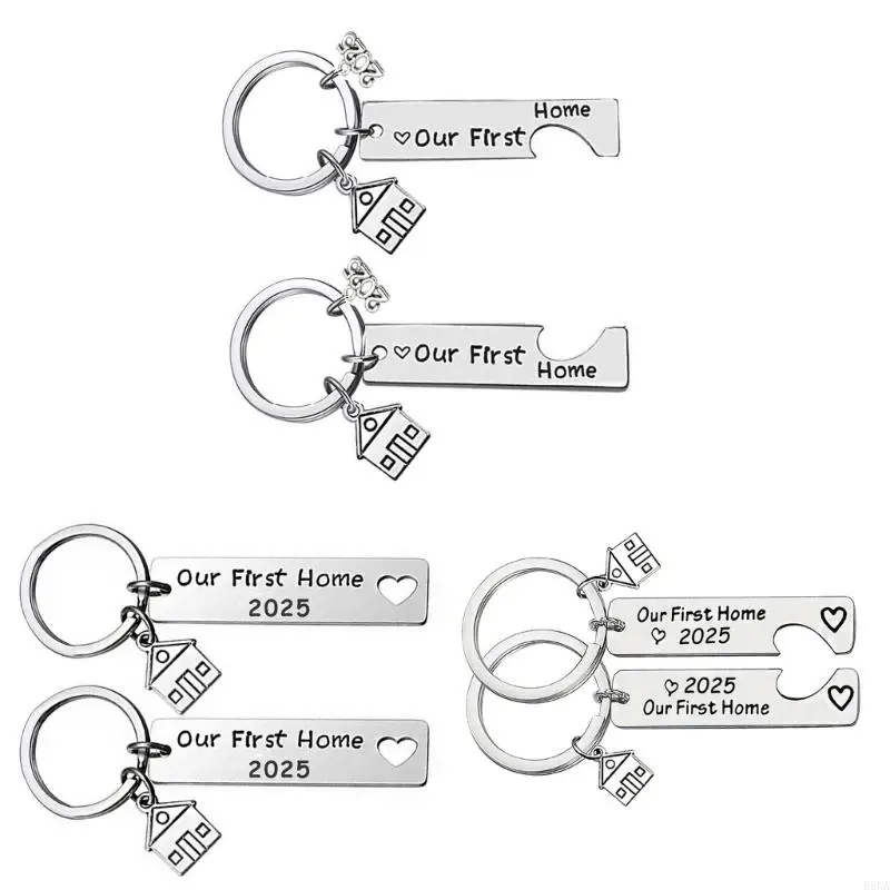 E56A 2025 Housewarming Stainless Steel Keychain Set Stylish Keyrings Pendant For New Homeowners And Thoughtful Gifts