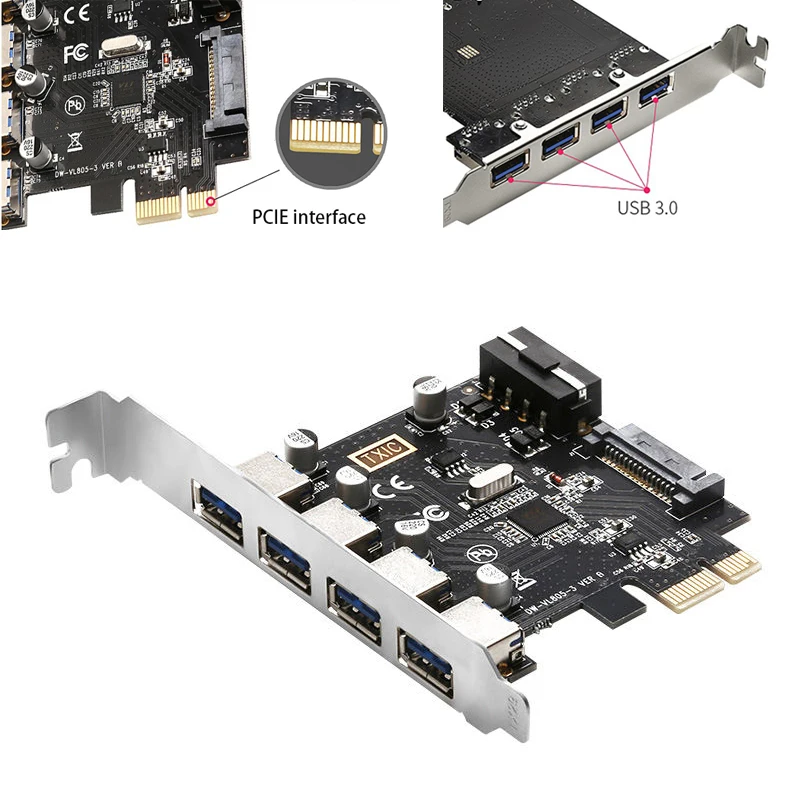 

Splitter Adapter Expansion Adapter PCI-E Riser Card PCI-E To USB 3.0 Card USB HUB usb3.0 expansion card Extender PCIe Converter