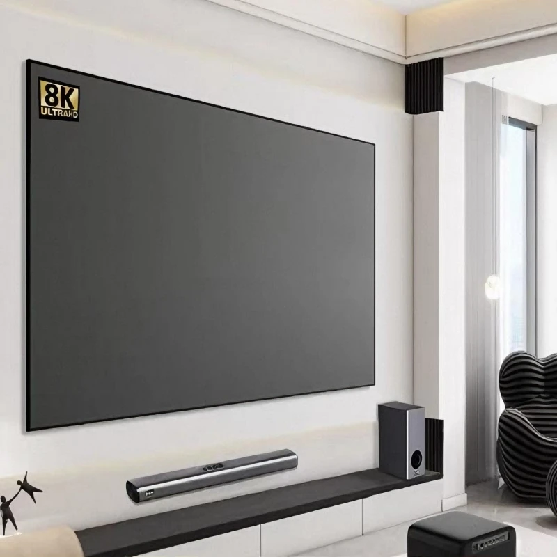 R 92 100 120 135 150 180 200 pollici PVC stile schermo di proiezione a cornice fissa per home theater o cinema Schermo a cornice fissa 4K/8K