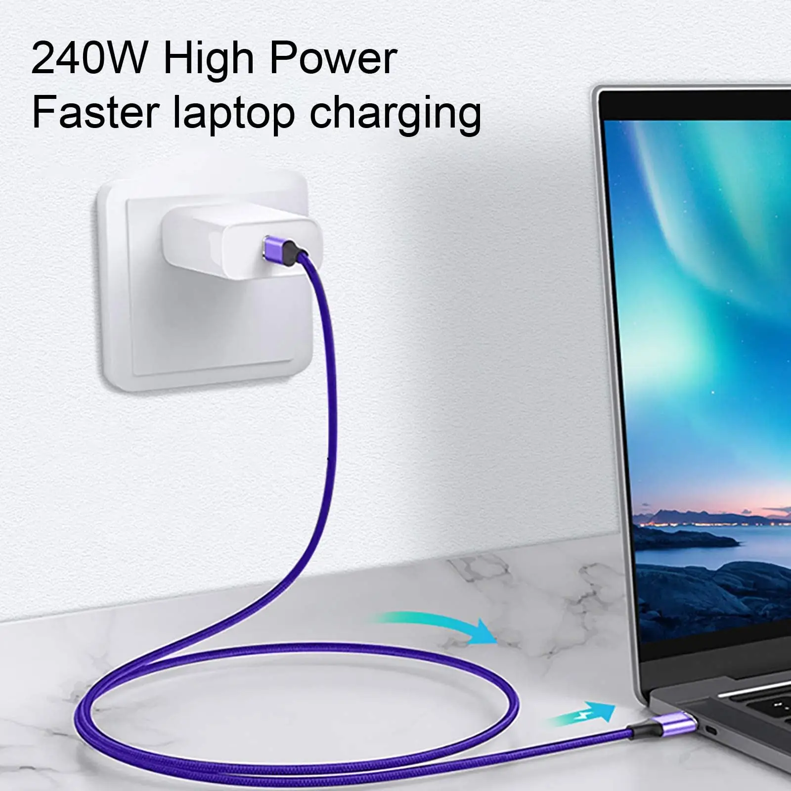 PD 240W USB Type C to Type C Fast Charging Cable For iPhone 15 Pro Max Samsung S24 23 22 Xiaomi Macbook Laptop 6A Charger Cable