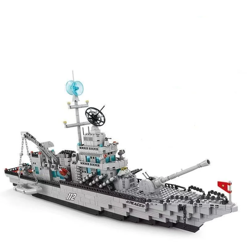 

Military aircraft carrier building blocks, 6IN1 high-difficulty destroyer ship assembly model decoration gift