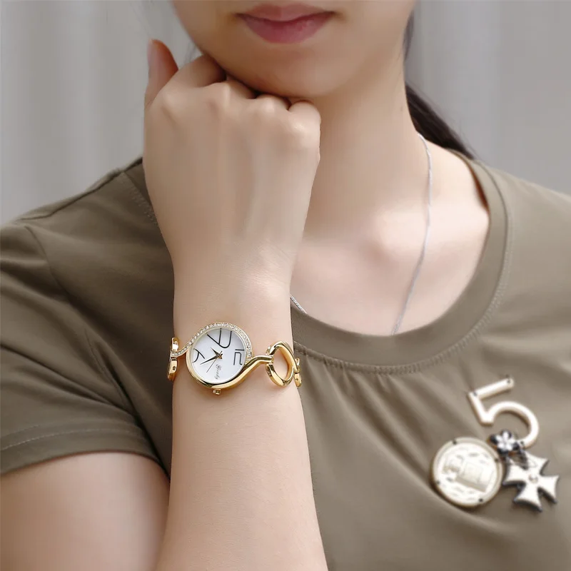 gold watch luxury fashion diamond watch for women wristwatch girls watch free shipping gift lover ladies quartz watches