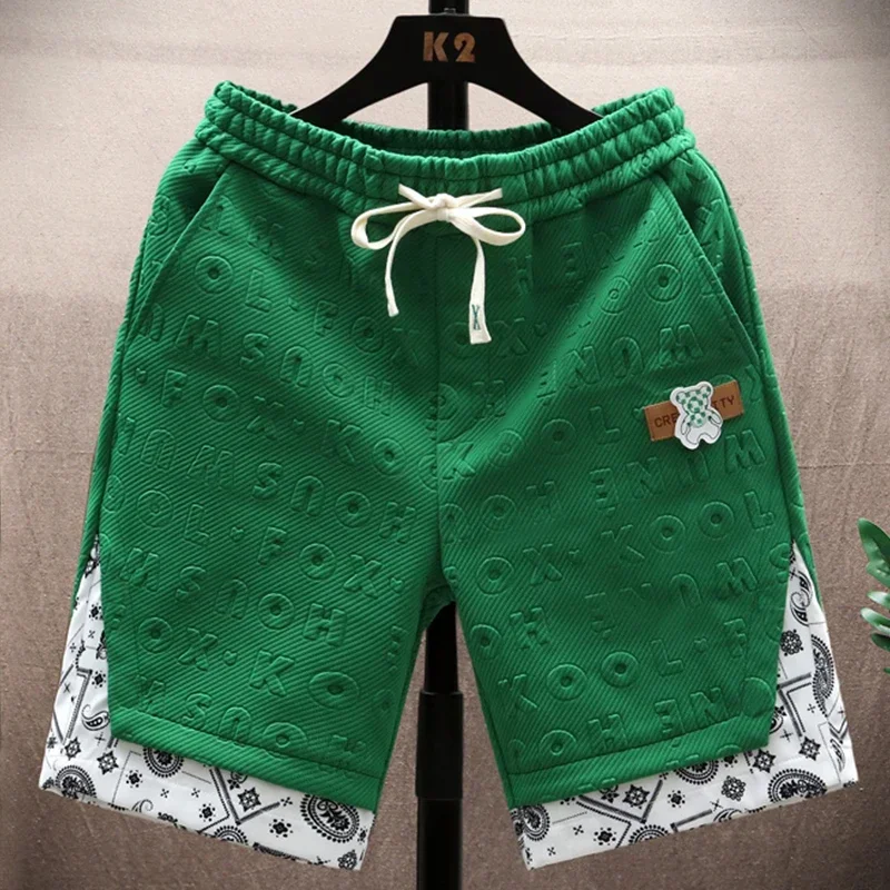 Cartoon Shorts Men's Summer Ice Silk Cool Five-Point Casual Pants Men Green Bandage Dress Sports Pirate Shorts