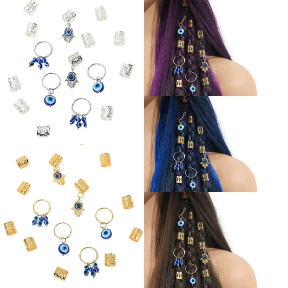 

16 шт., кольцо для волос от сглаза, замки для страха, металлические зажимы для манжет, дреды, бусины, разные стили, сделай сам, косички для волос, трубки, украшения для волос