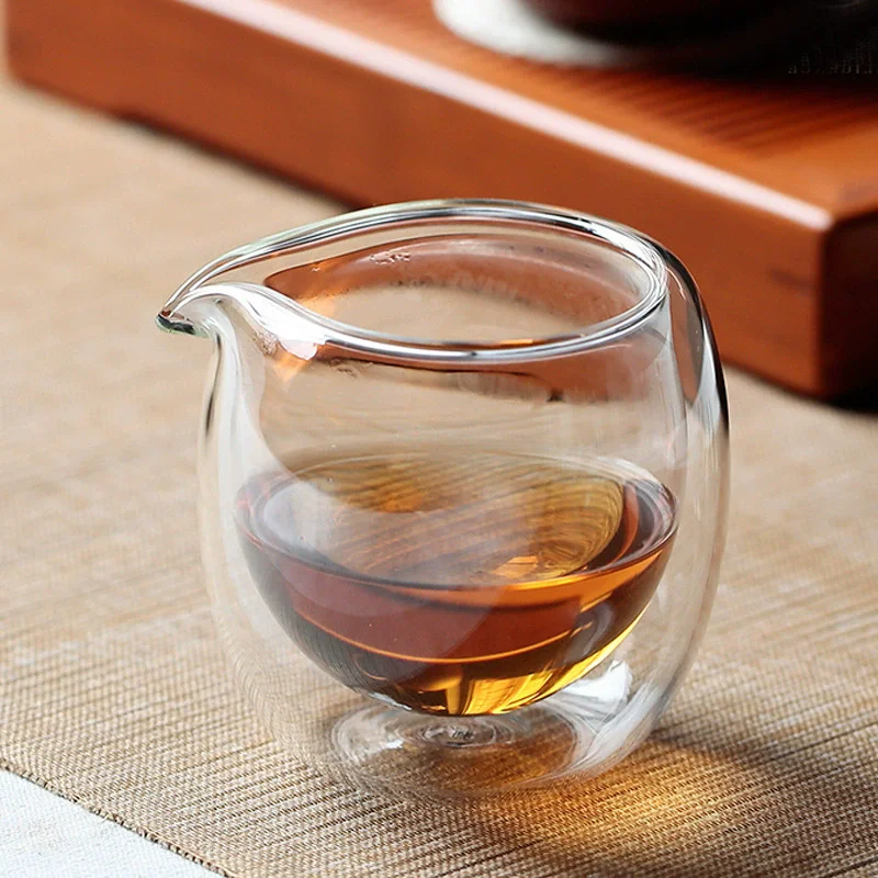 100ml Heat-Resisting Clear Double Wall Layer Glass Tea Pitcher Gongdao Tea Cup Cha hai fair mug