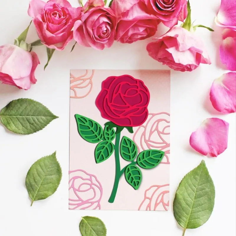 1pc Rose Flower Metal Die Cuts Flower Leaf Cutting Dies Cut for DIY Craft Handmade Embossing Scrapbooking DIY Card Crafts Making