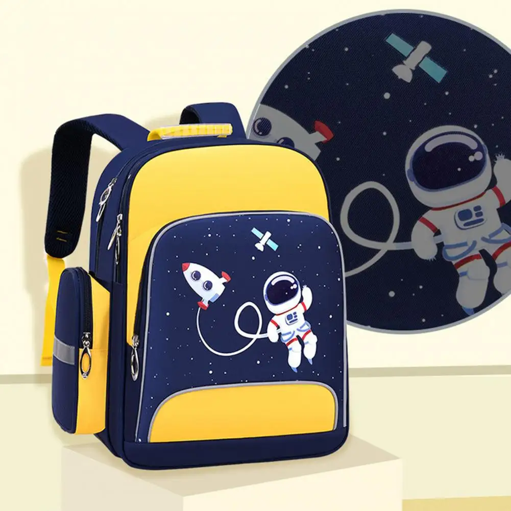 Cute 6-12Y Durable Portable Spacious Capacity Bookbag Cartoon Unisex Backpack Reflective Tape   for School