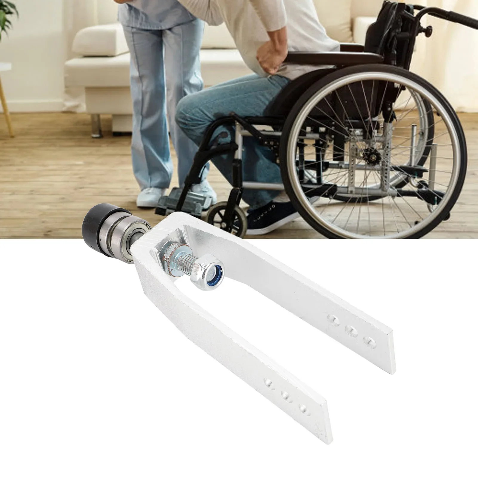 Metal Wheel Fork Wheelchair Front Fork Aluminium Alloy Simple Installation Sensitive Shock Absorption for 7in Wheelchair Tires