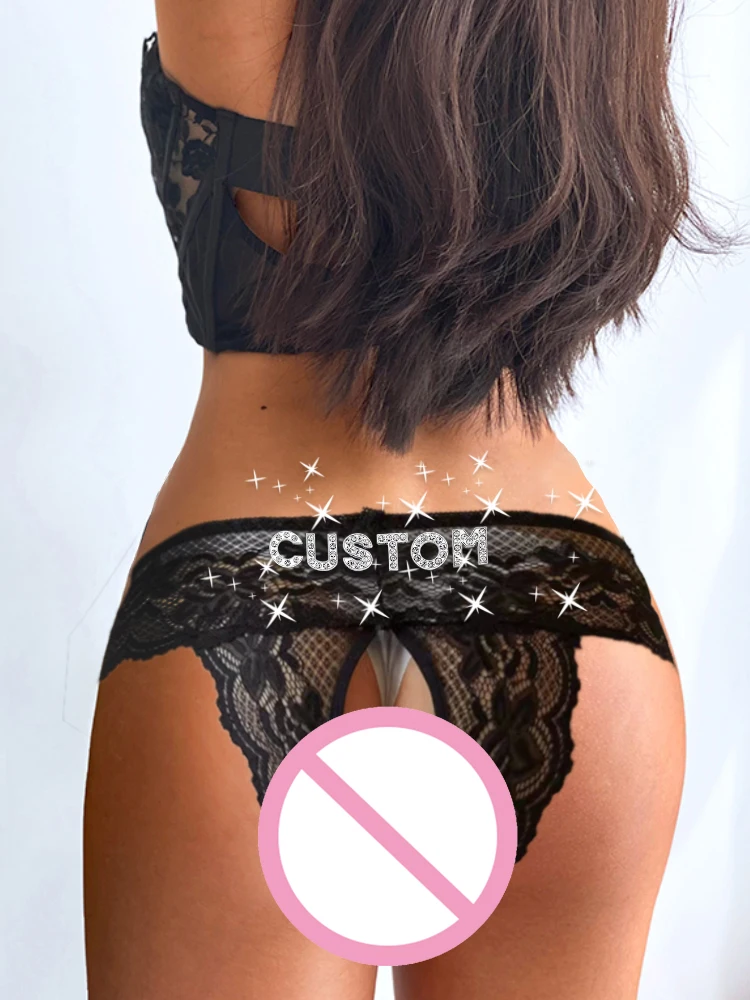 

Custom Name Open Crotch Panties For Sex Lace Transparent Underwear Women Crotchless Thongs Female Erotic Panties With A Hole