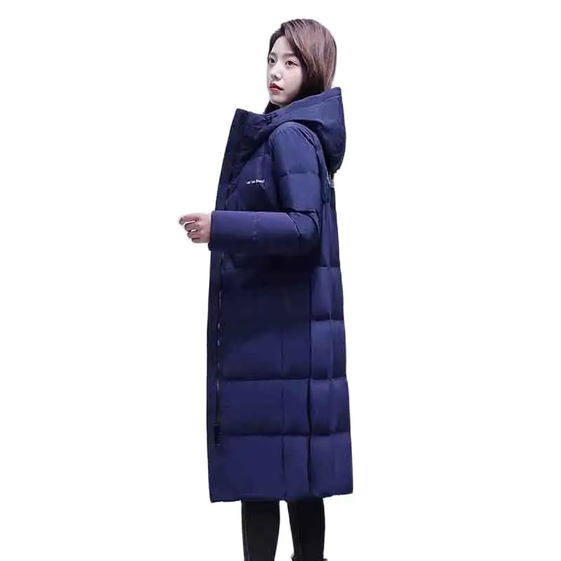 Manteau long au-dessus du genou pour femme, manteau à capuche mince, poche chaude extrêmement froide, décontracté, mode, hiver, nouveau, 2022