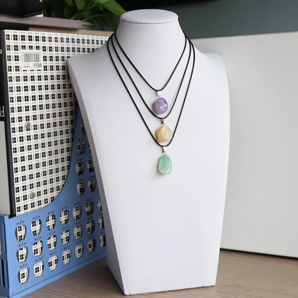 Natural Stone Gemstone Irregular Multicolor Rough Polished Amethyst Prehnite Citrine Necklace Pendant  for Woman 14-18mm