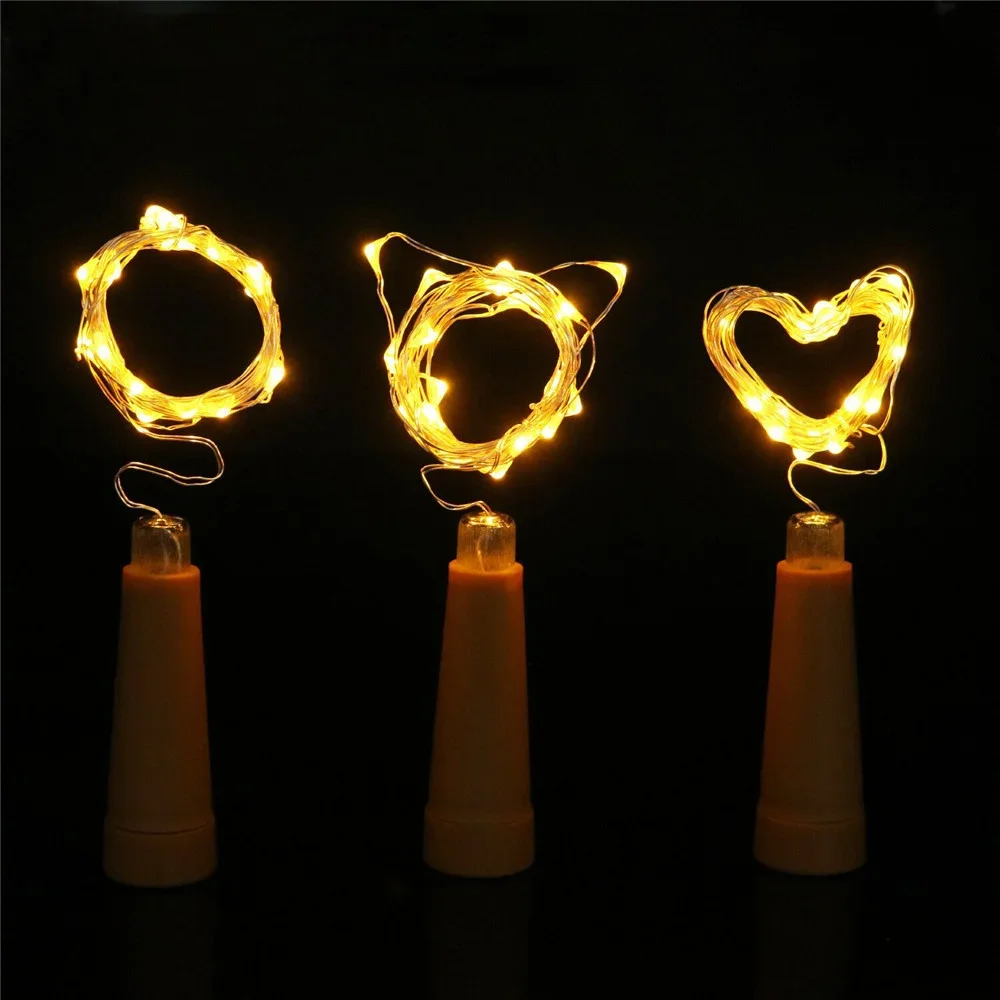 6x LED liège bouteille de vin fée lumières batterie fil de cuivre chaîne lumières décoration de noël guirlande lampe pour fête de mariage