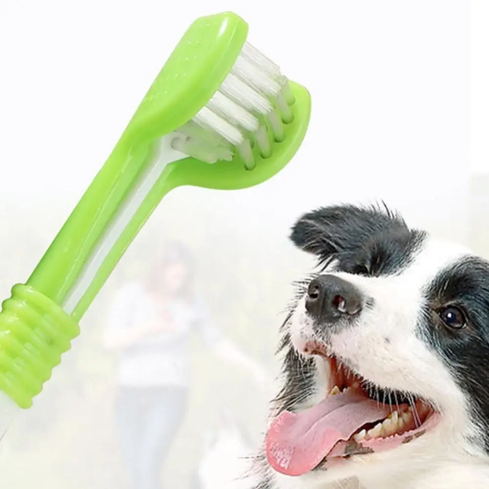 Plastic Pet Three-head Toothbrush New Small Dog Soft Bristle Toothbrush Three-head Pet Oral Care Cleaning Nylon Pet Toothbrush