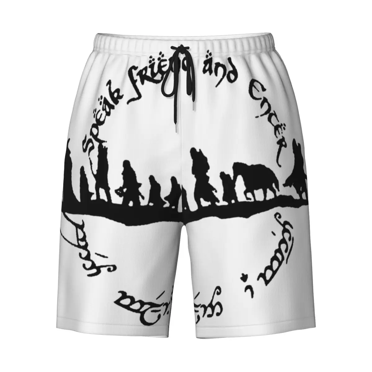 L-Lords Of The R-Rings ภาพยนตร์กางเกงขาสั้นฤดูร้อนพูดเพื่อนและป้อนกีฬาสั้นกางเกงชายกางเกงว่ายน้ําขนาดใหญ่