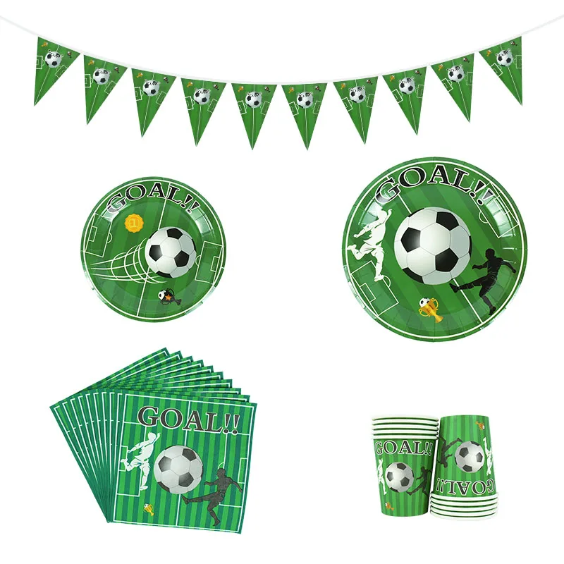 Footbal Themed Soccer Birthday Party Decorations Disposable Tableware Cups Paper Napkin Tablecloths for Kids Party Supplies